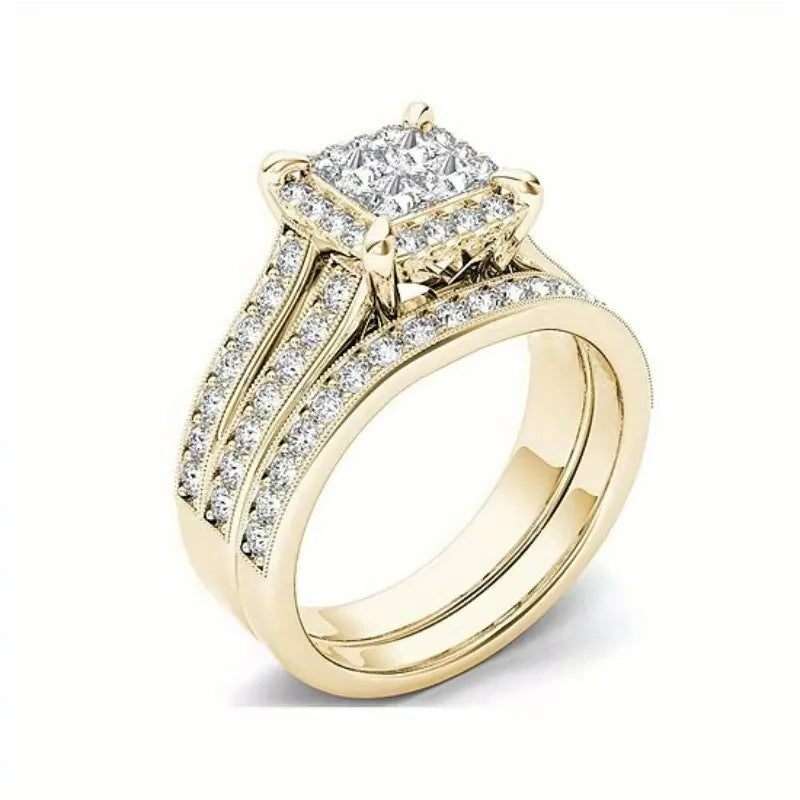 Anneau en zircon plaqué or pour femmes