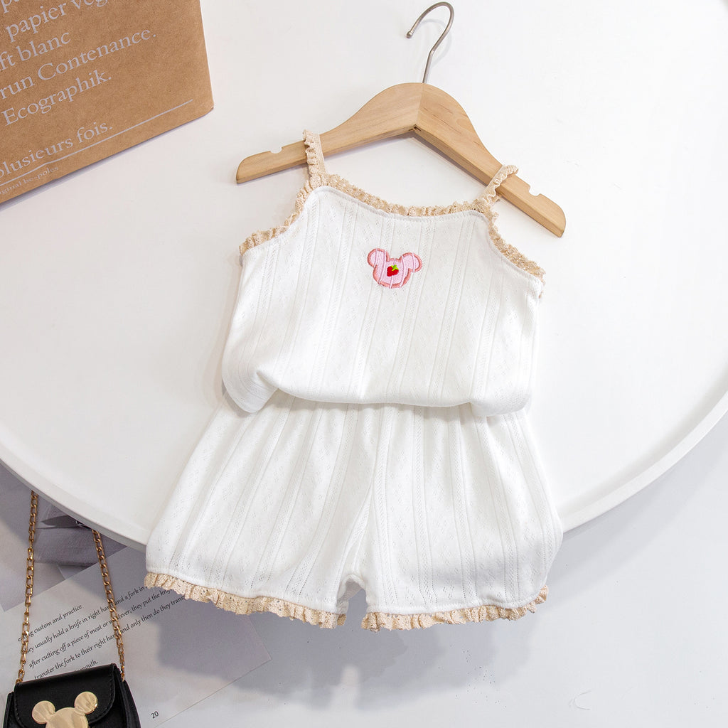 Filles' Home Service Suspendu d'été Pyjamas mince style Western-style Vest Respiration