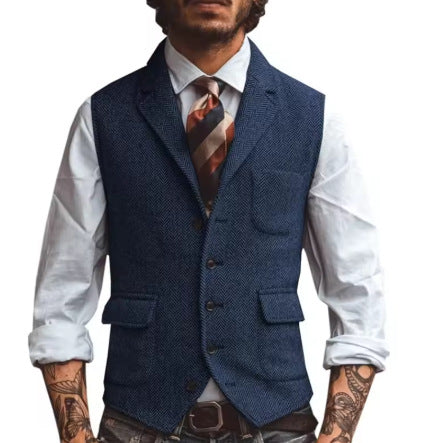 Veste de gestuelle de la lapelle brune pour hommes