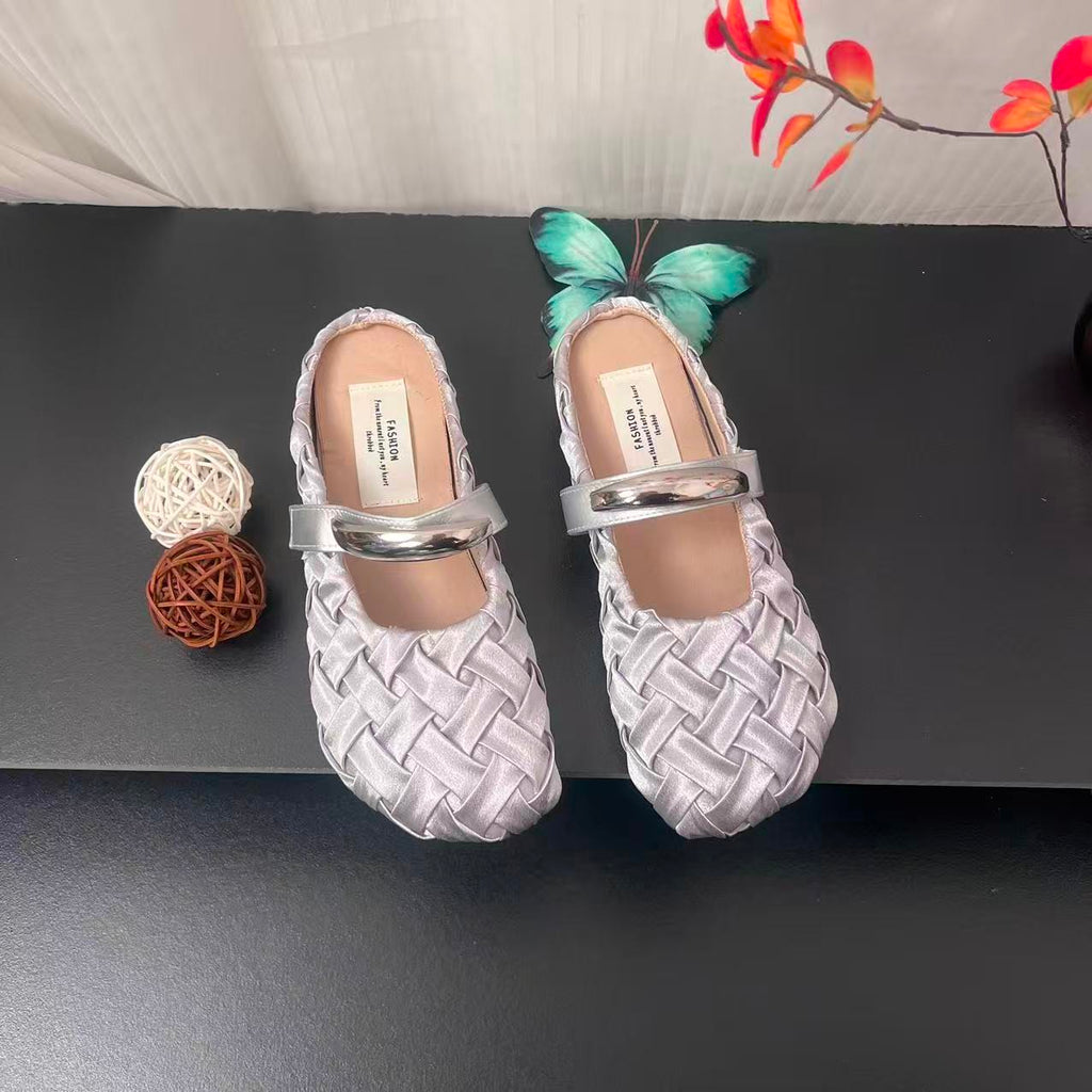 Les femmes Minimalist Luxury Hand-Woven Satin Slide Mules Matching Daily