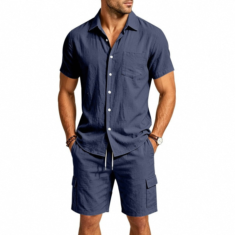 Hommes Linge de maison Chemise à manches courtes et ensemble de shorts de travail