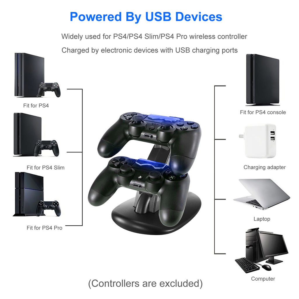 Support de chargeur USB double micro pour le contrôleur de gamepad Slim PS4 Pro-PS4
