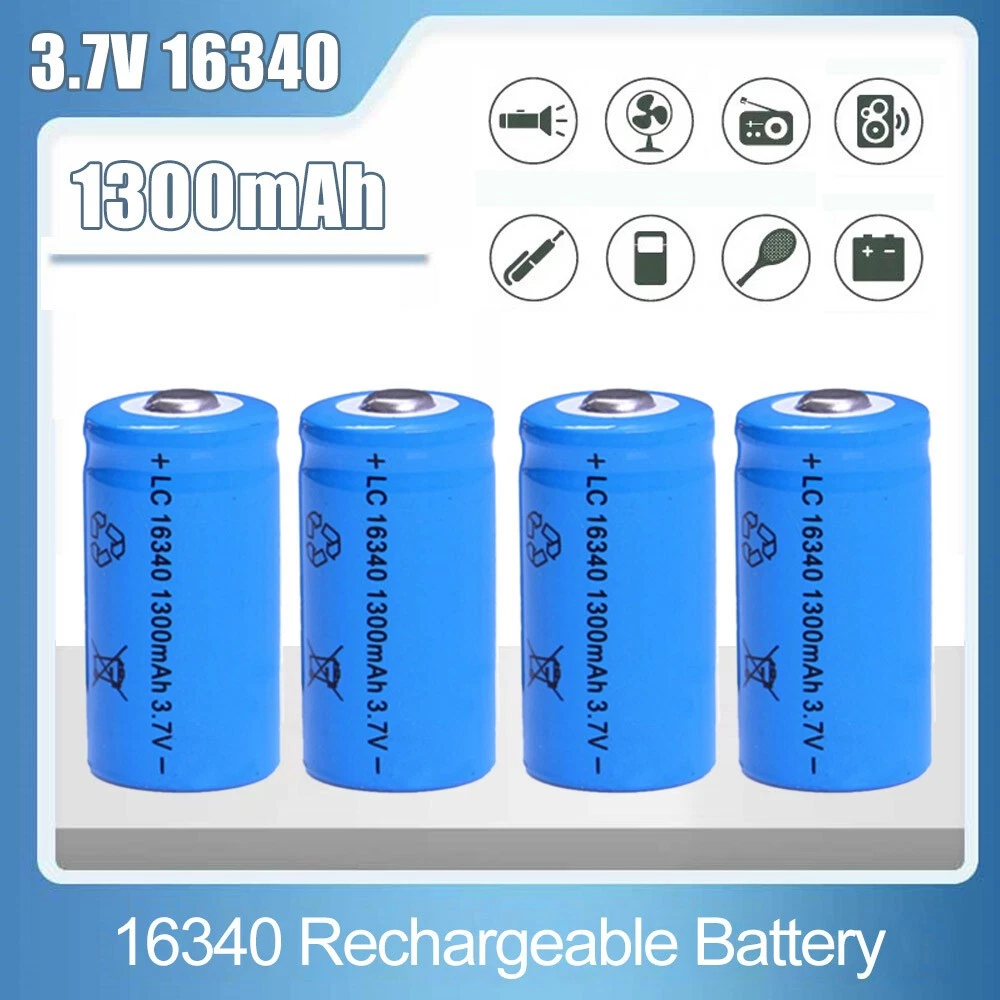 4 Pack 1300 MAh 16340 RCR123A Chargeur de batterie USB rechargeable 3.7 V Ion
