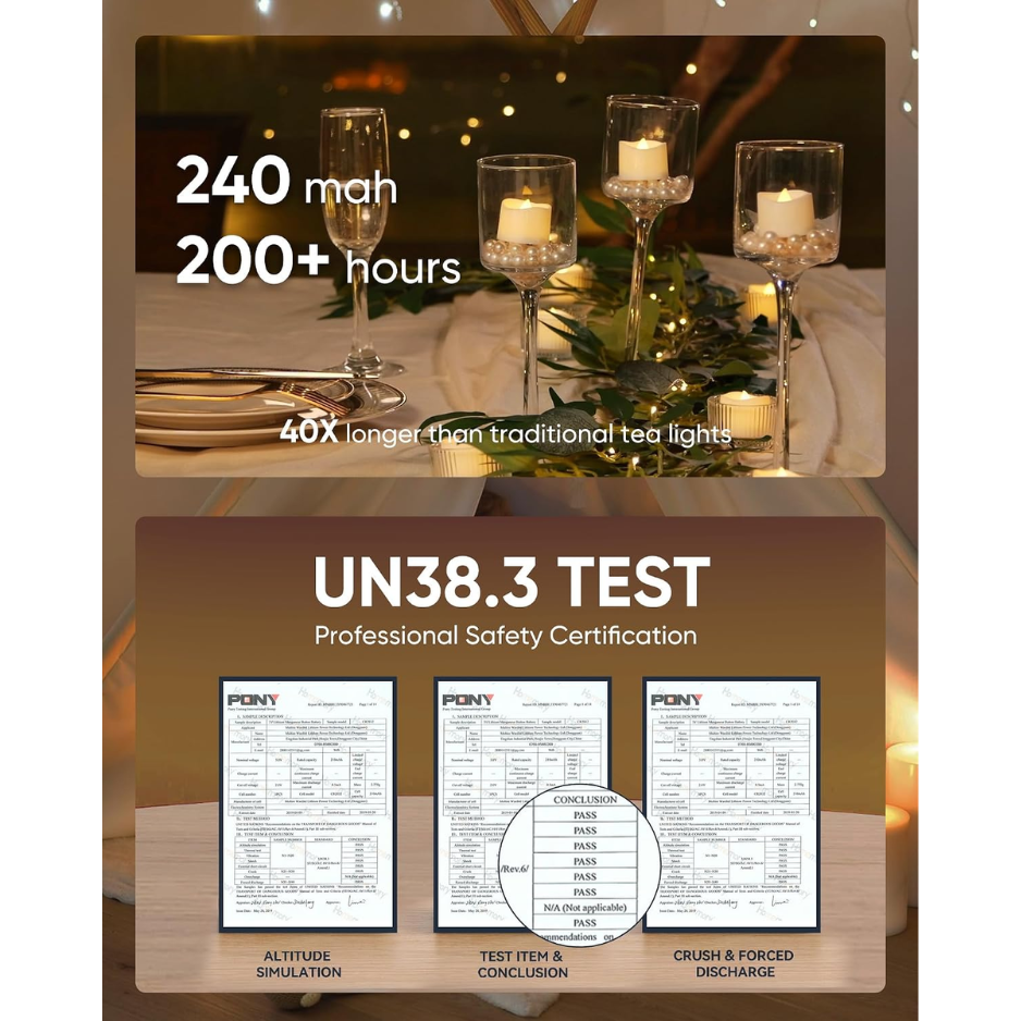 Bougies de lumière de thé LED sans flamme 24 Pack de batterie