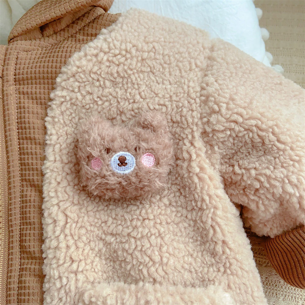 Veste d'hiver pour enfants Mignon ours plus velours de style coréen