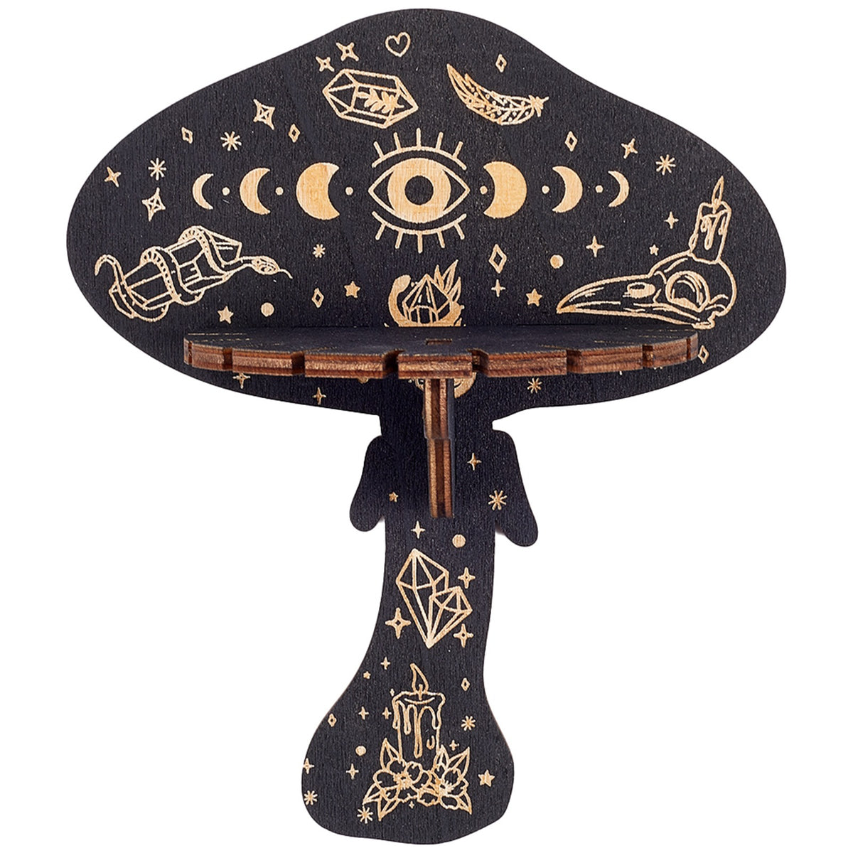 Porte pendule en bois de champignons