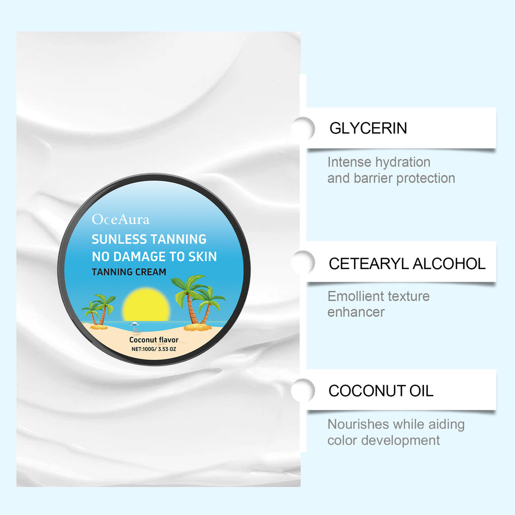 Oceaura Coconut Darkening Crème corporelle Coconut parfumé Carotène Sunless Tanning réglable C