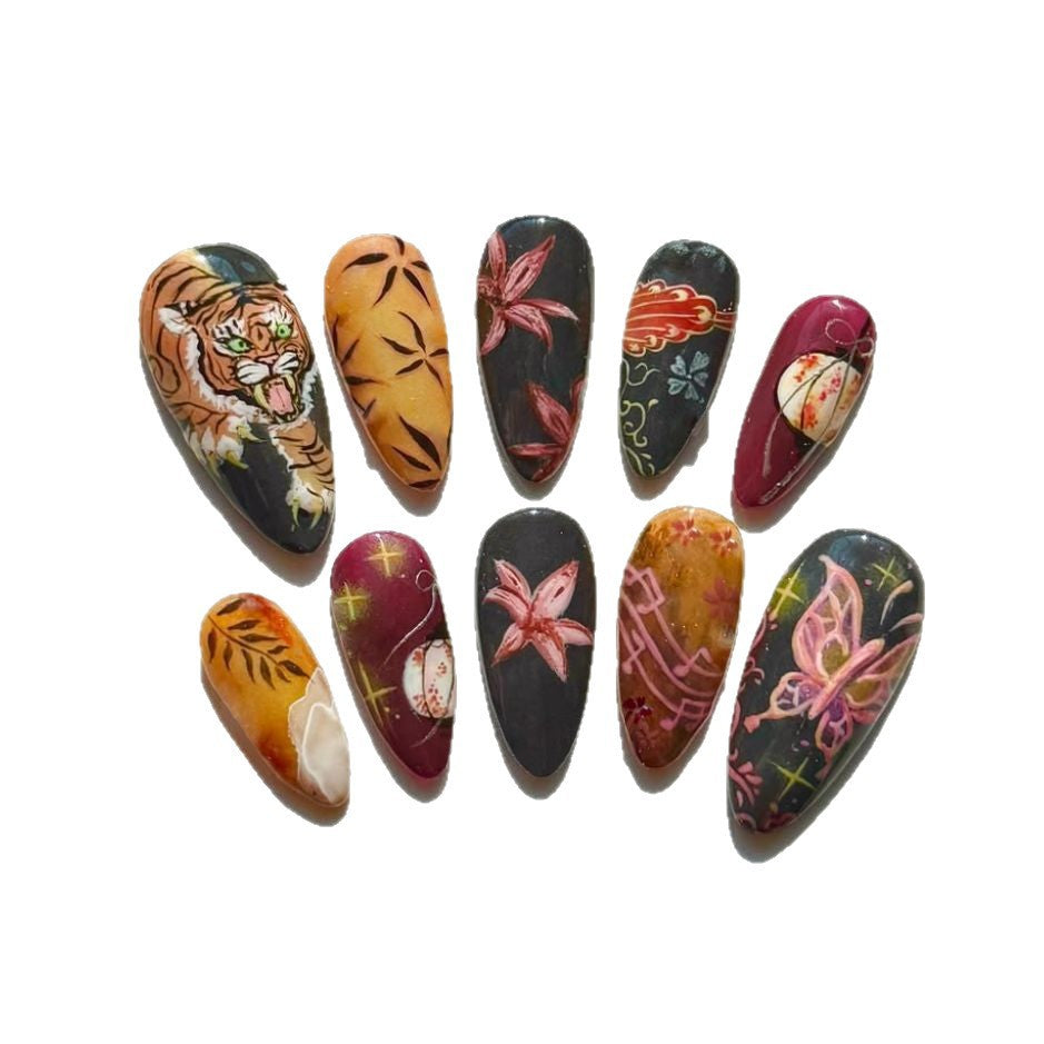Retro Tiger Style Conseils pour ongles 24 pièces