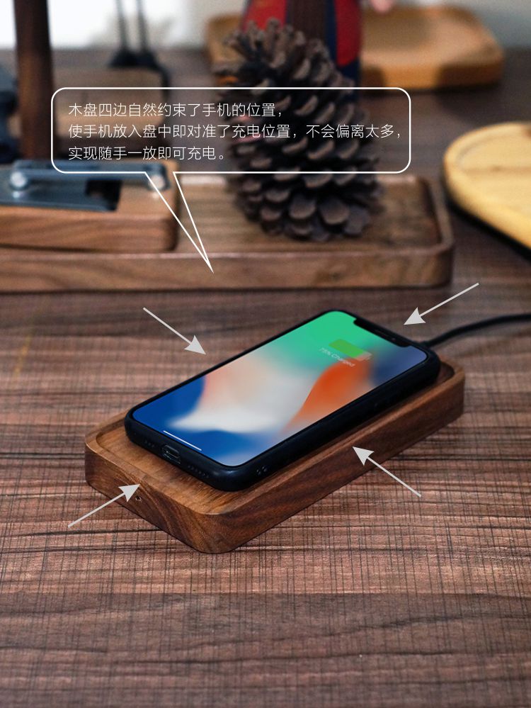 Chargeur sans fil sans fil sans fil 15W noir créatif