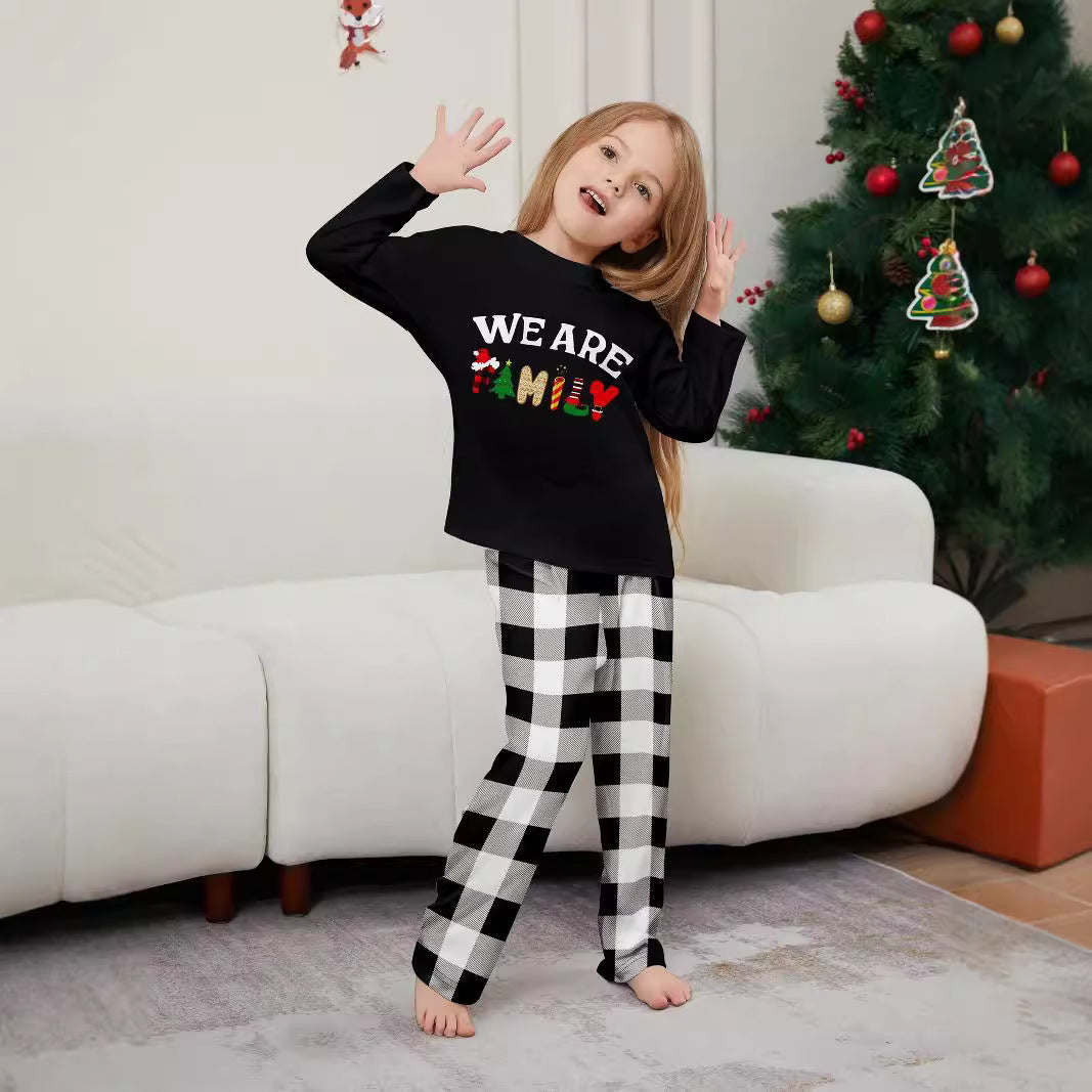 Long Sleeve Letter Print Plaid Lounge Wear