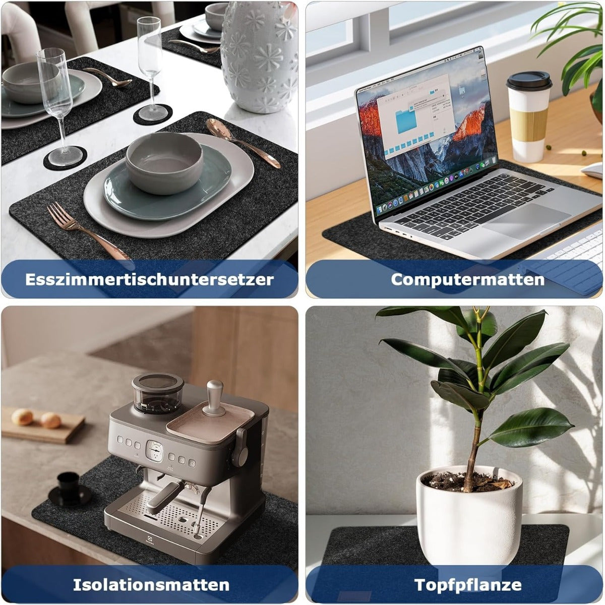 3-in-1 Felt Meal Set – 6 Heat-Resistant Placemats (44 X 31 cm)