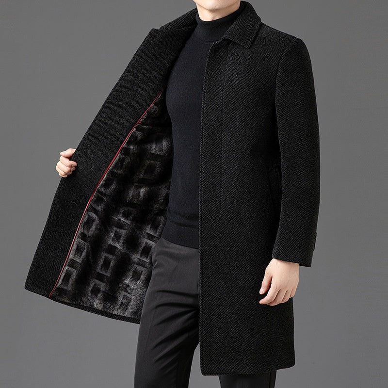 Lapelle de tempérament avec manteau de laine pour hommes Velvet