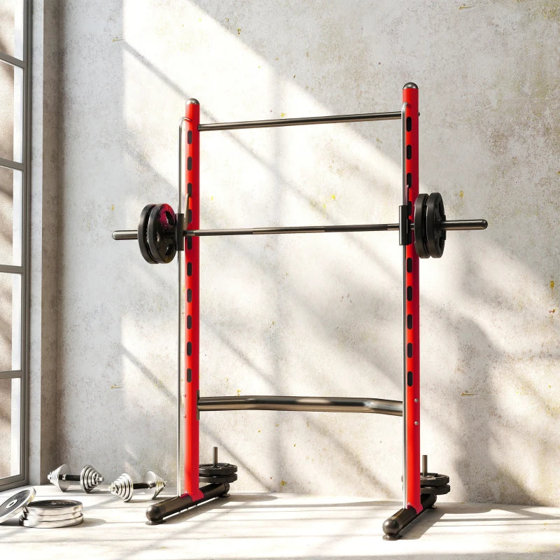 Soozier Squat Rack avec barre de traction et barre Barbell réglable de banc presse multi-fonction