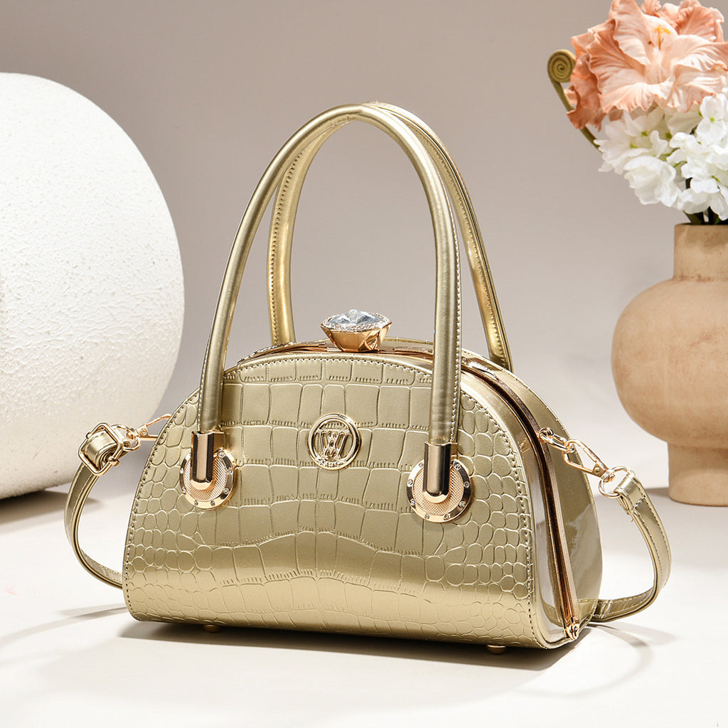 Sac à main en or pour femmes Sac shell en cuir brillant léger