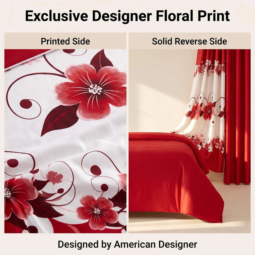 9-Piece rouge et blanc Gardenia Couvercle de couverture pour la Reine