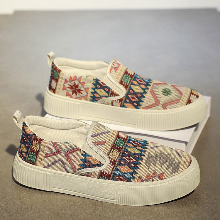 Bas-top chaussures tendance modèle Jacquard Plus-taille Chunky-soled Sneakers