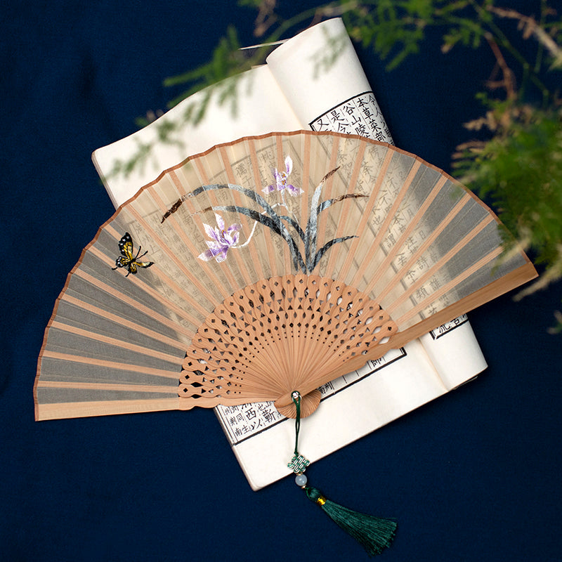 Brodé Hanfu Brodé Tuan Fan Portable pliant Été Silk Su Brodé Fan