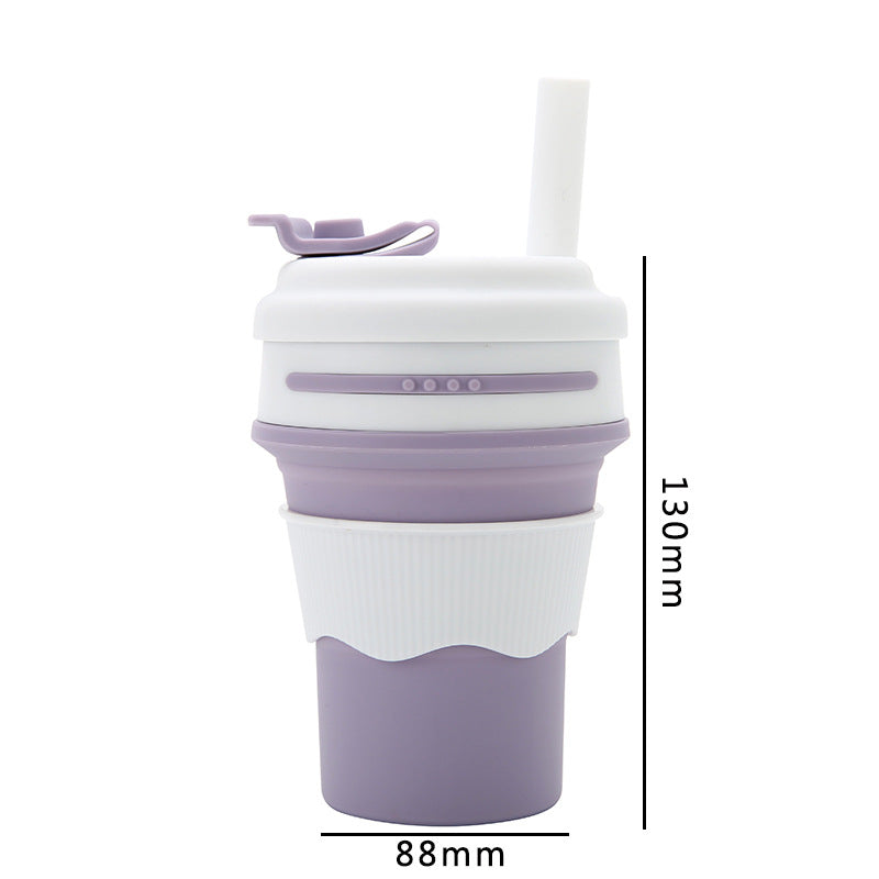 Coupe d'eau en silicone Coupe pliante Coupe d'aspiration Tube Coupe de café portable Coupe d'eau Voyage d'eau