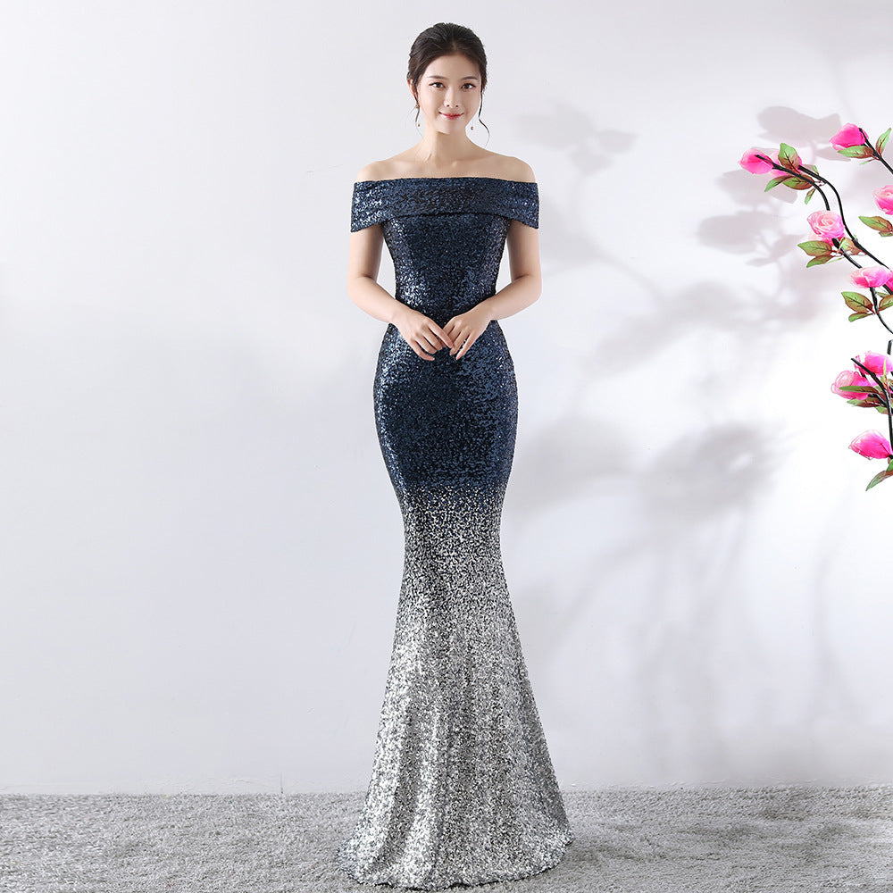 Robe de fête d'anniversaire Slimming Host Robe longue