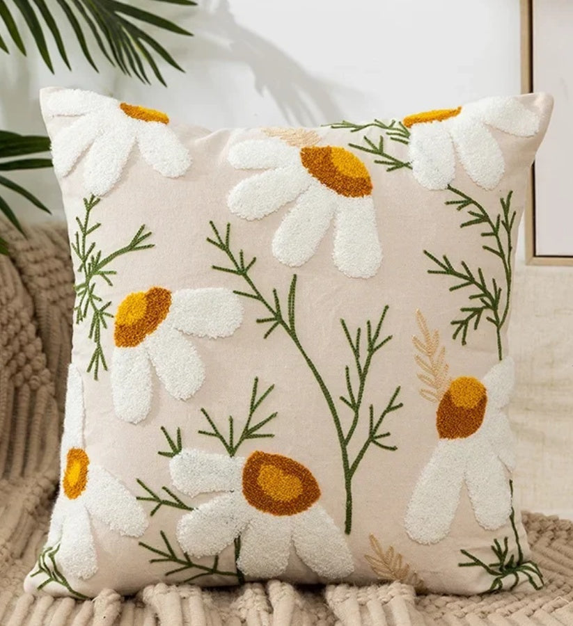 Étui d'oreiller décoratif avec couverture de broderie florale
