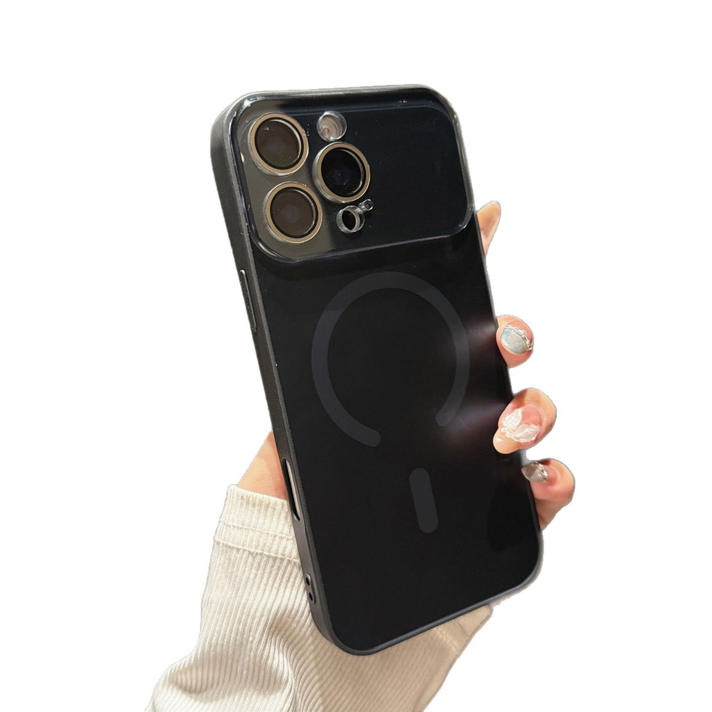 Grande fenêtre cas de téléphone magnétique givré