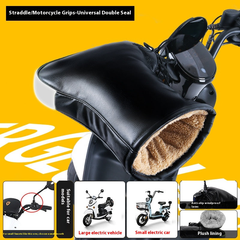 Poignée de moto électrique Poignée de pare-brise thermique d'hiver imperméable Gants doublés de polaire H