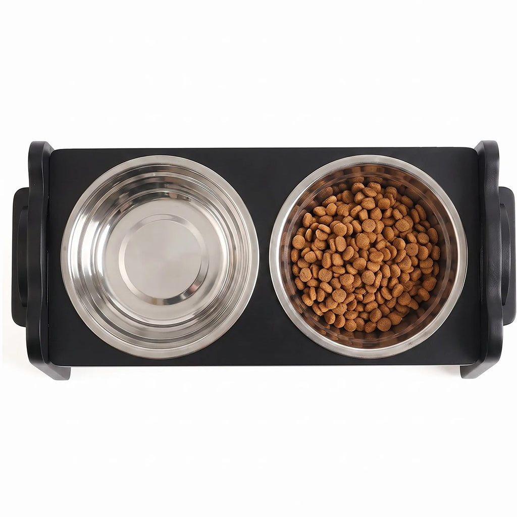 Grand chien nourriture alimentation stand station en acier inoxydable à double montant bols
