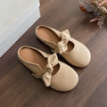 Women Gentle Girly Big Satin Bow Backless Mule Flats Matching Daily