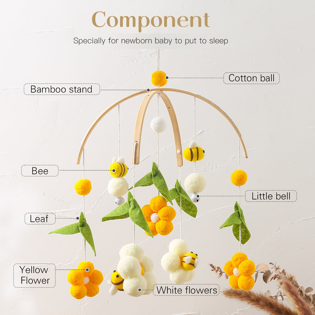 Bitting Bee Flower Crib Toy Rattle Bed Bell