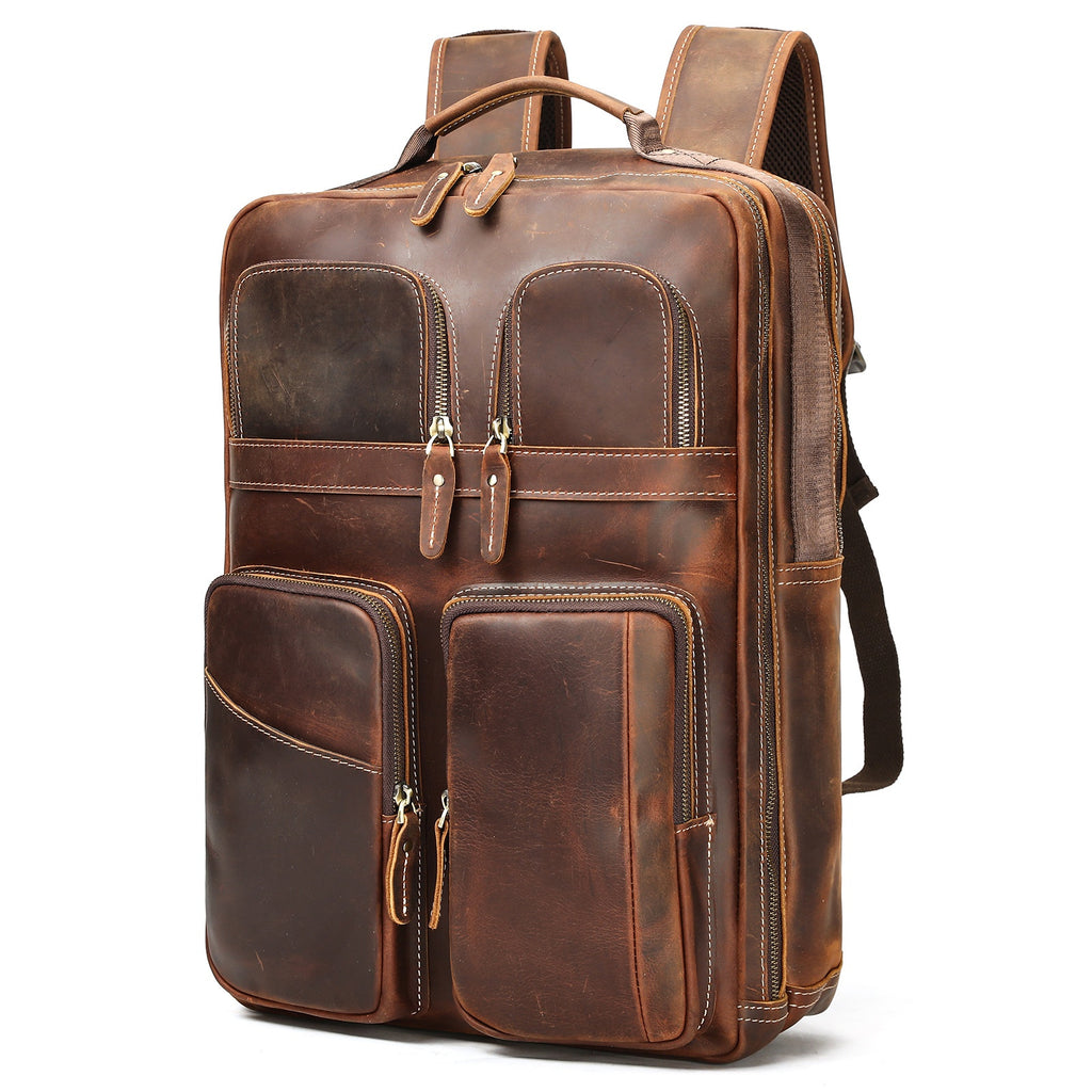 Large Capacity Leather Backpack