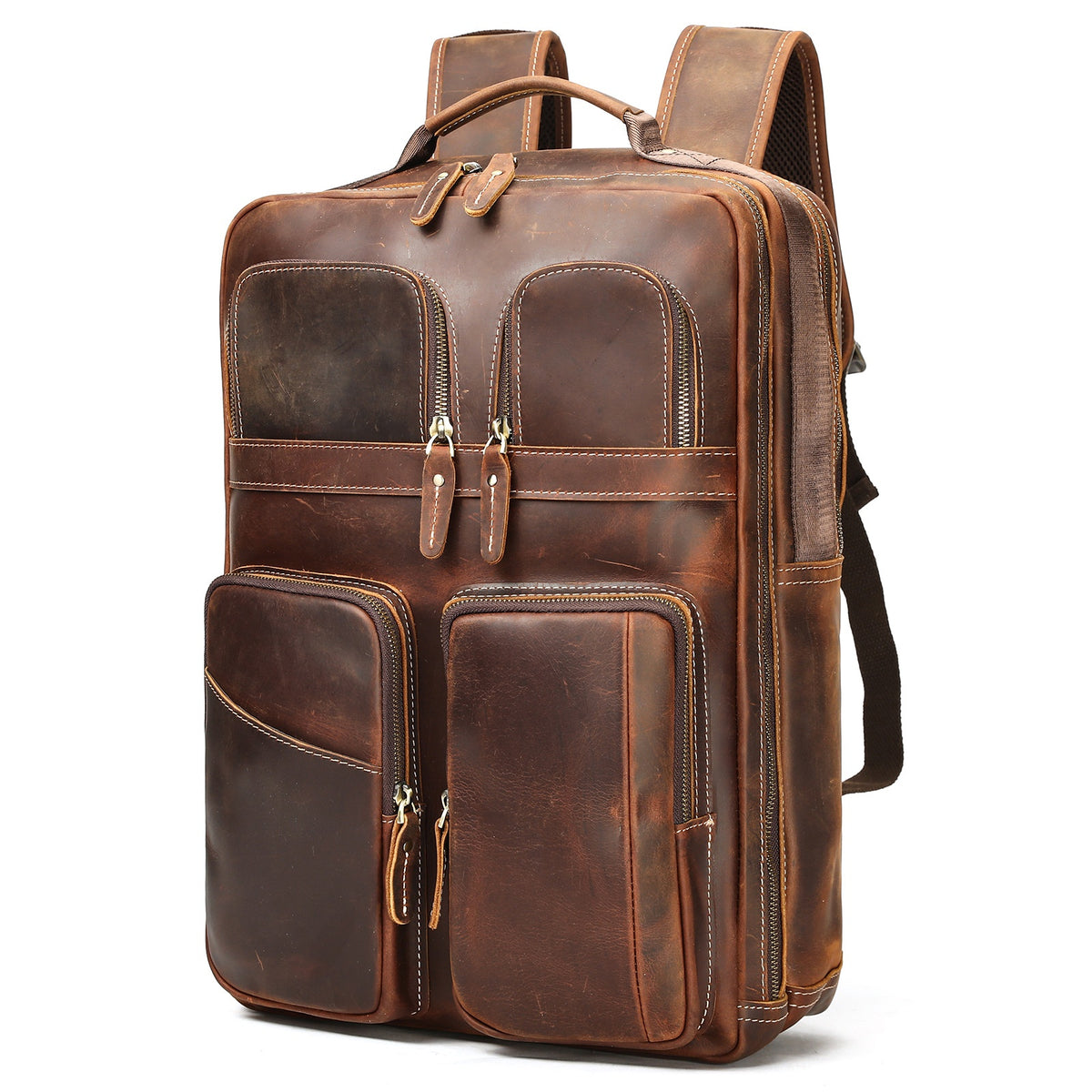 Large Capacity Leather Backpack