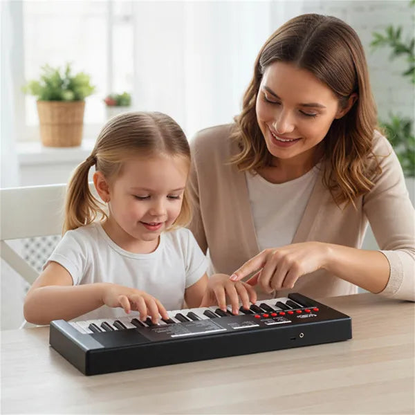 Noir 37 clés Clavier électronique pour enfants avec microphone