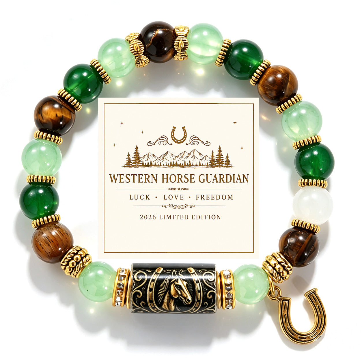 Western Cowboy Horse Crystal Perle Bracelet