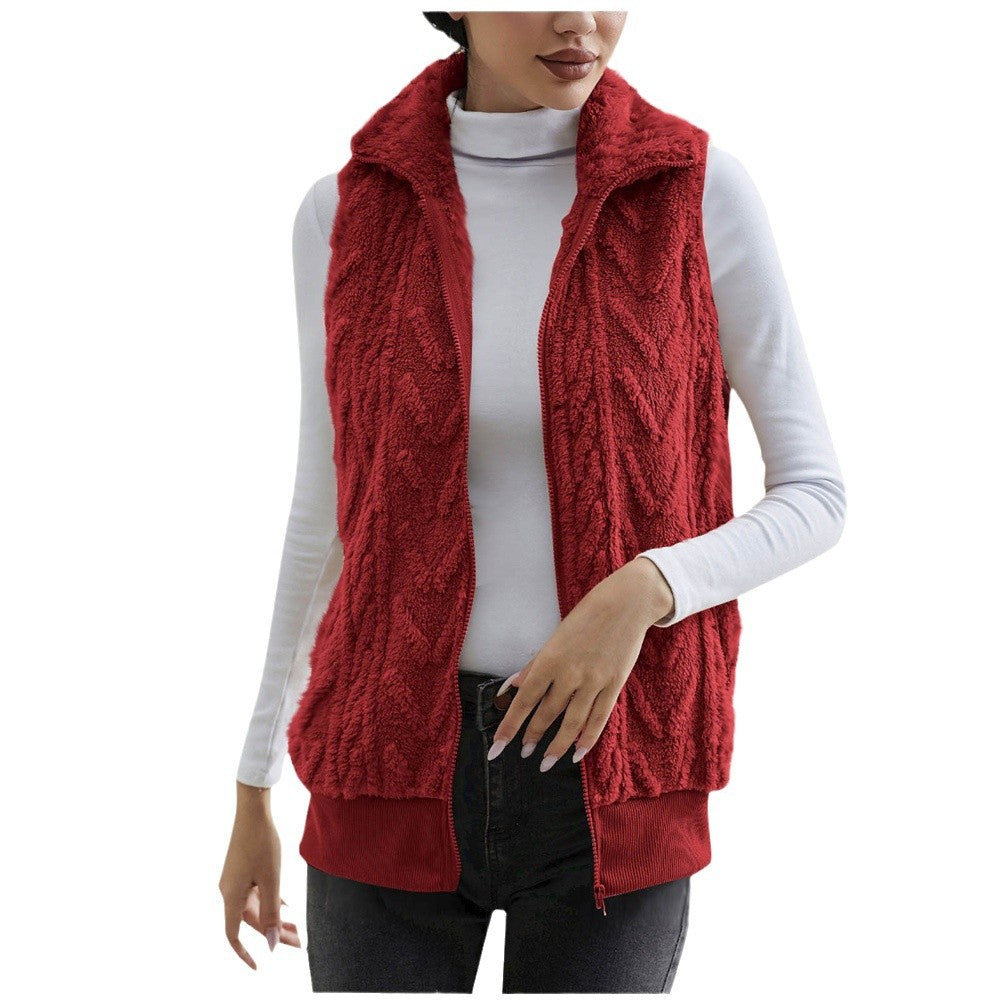 Veste sans manches Jacquard épais pour femmes