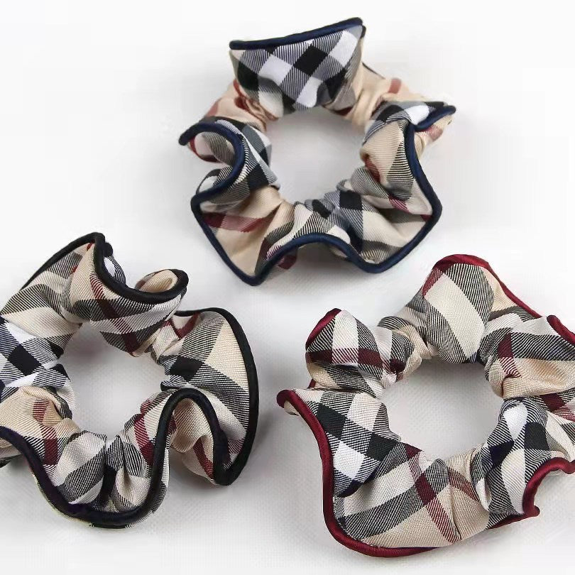 Simple Tissu Plaid Classique Grande Anneau de Cheveux Intestine I