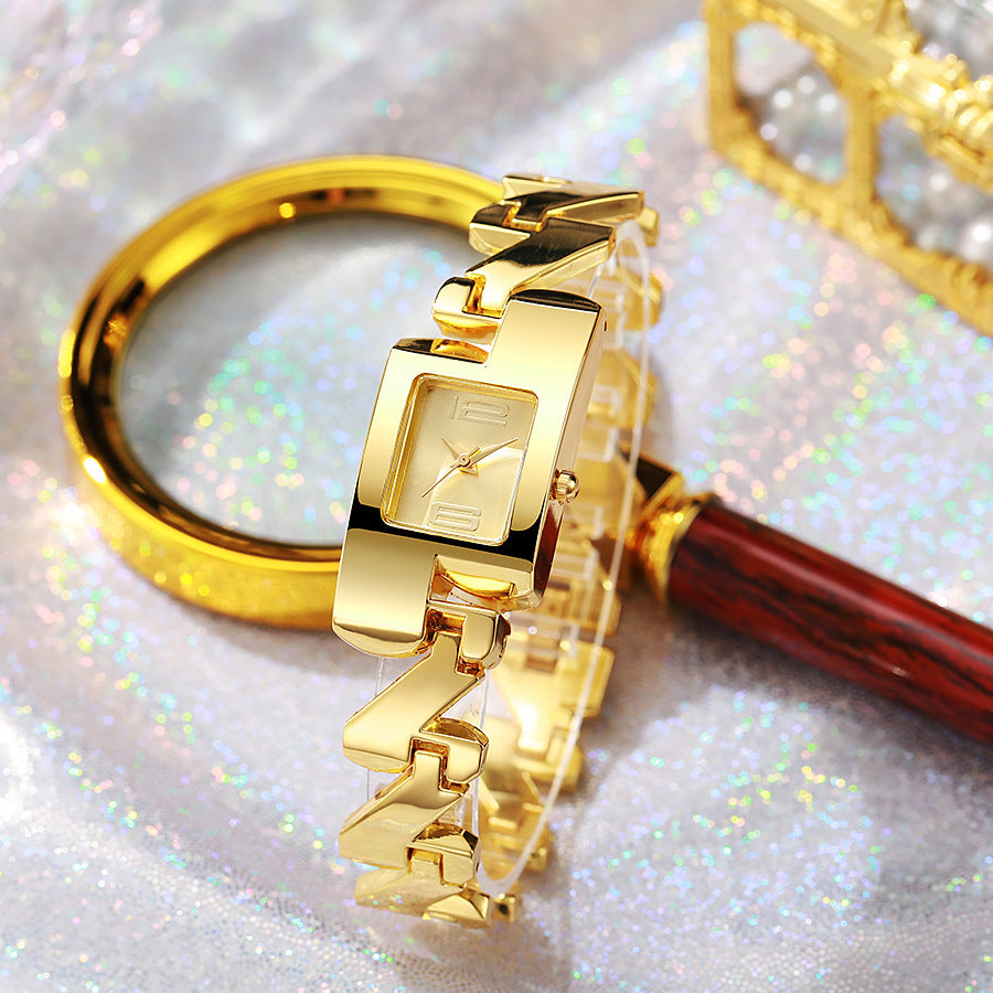 Trendy Vintage Classic Golden Alliage jaune montre carrée
