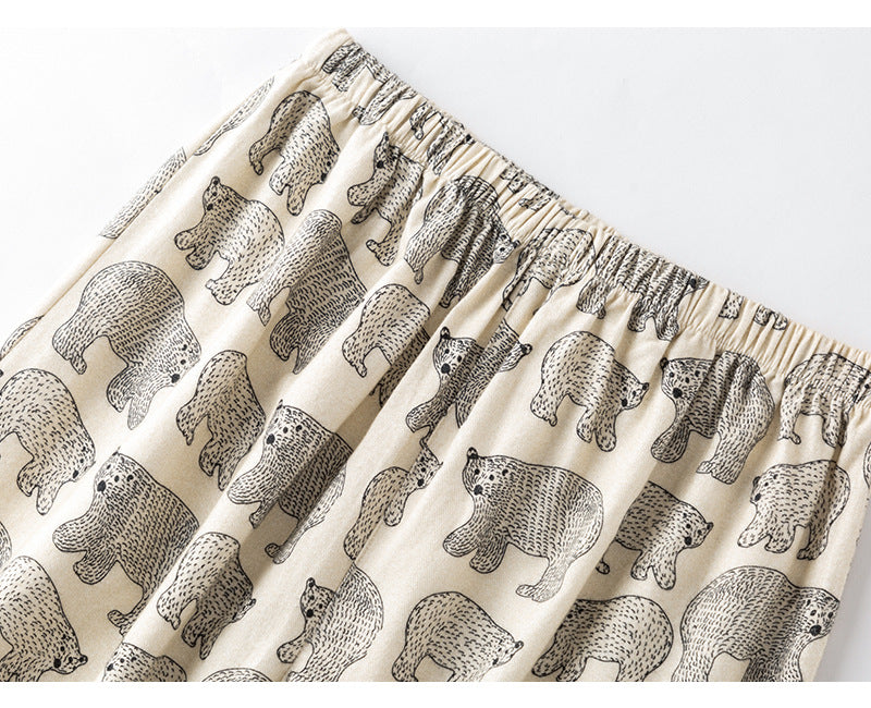 Polar Ours imprimé chaud brossé Flannel Pure Cotton Couple Maison Porter la combinaison