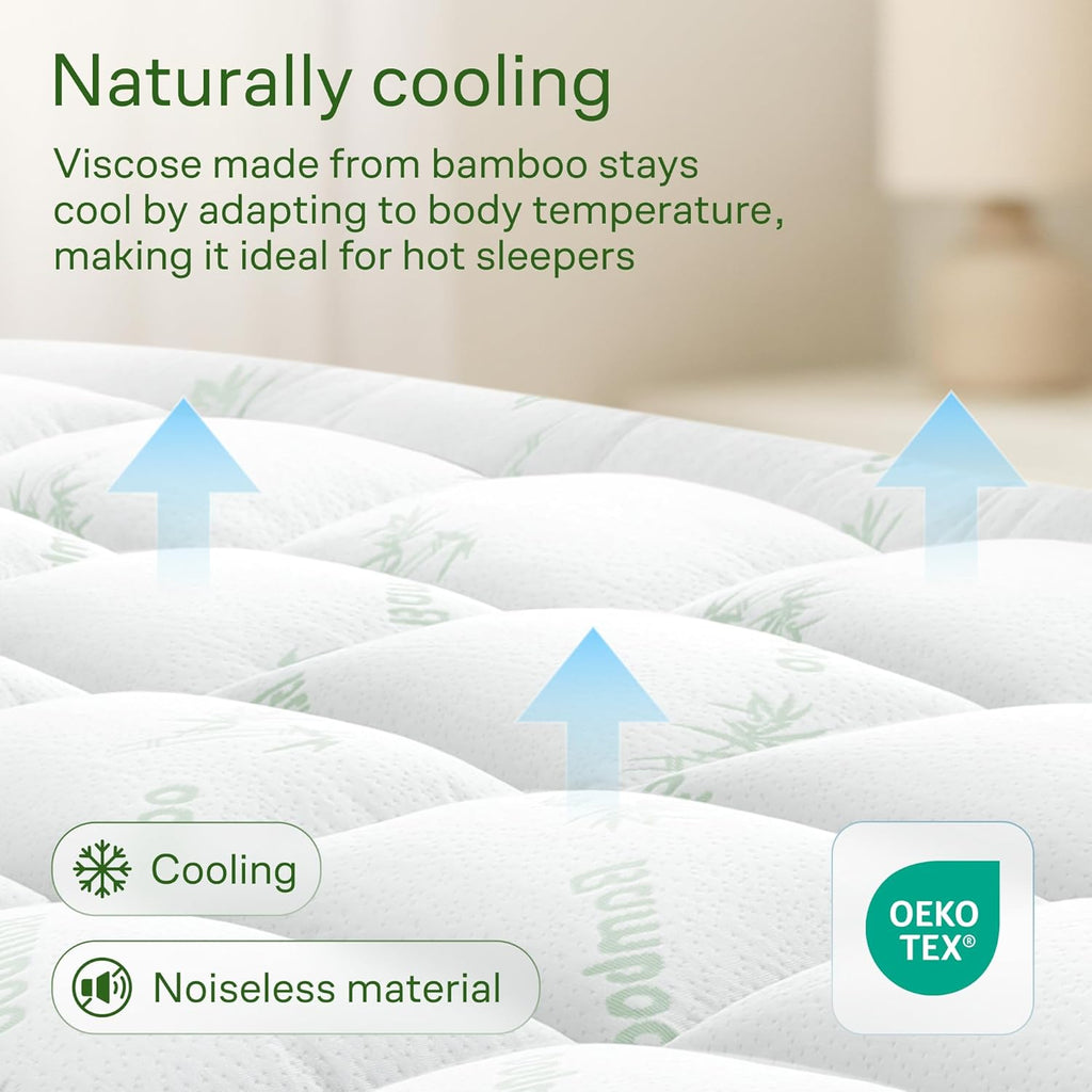 Solution de sommeil Topper matelas ultra doux taille Reine - Rayon dérivé de l'oreiller en bambou