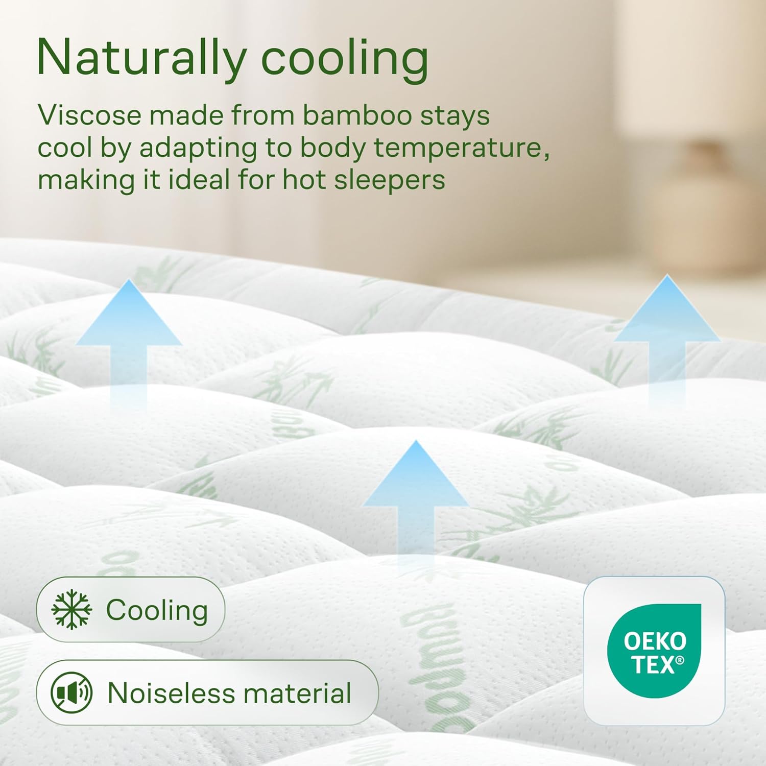 Solution de sommeil Topper matelas ultra doux taille Reine - Rayon dérivé de l'oreiller en bambou