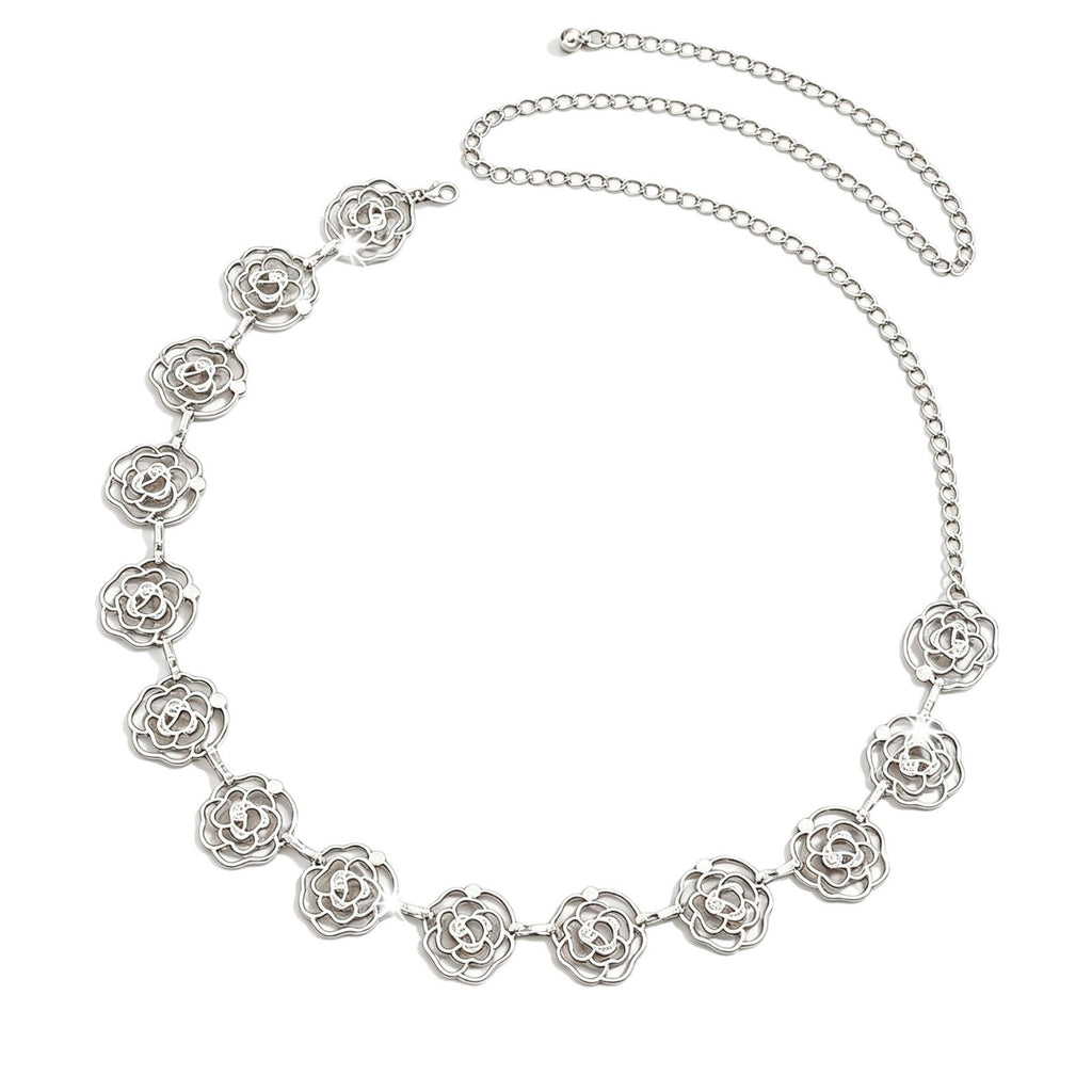 Chaîne de taille en métal de fleur de rose Hollow Femmes