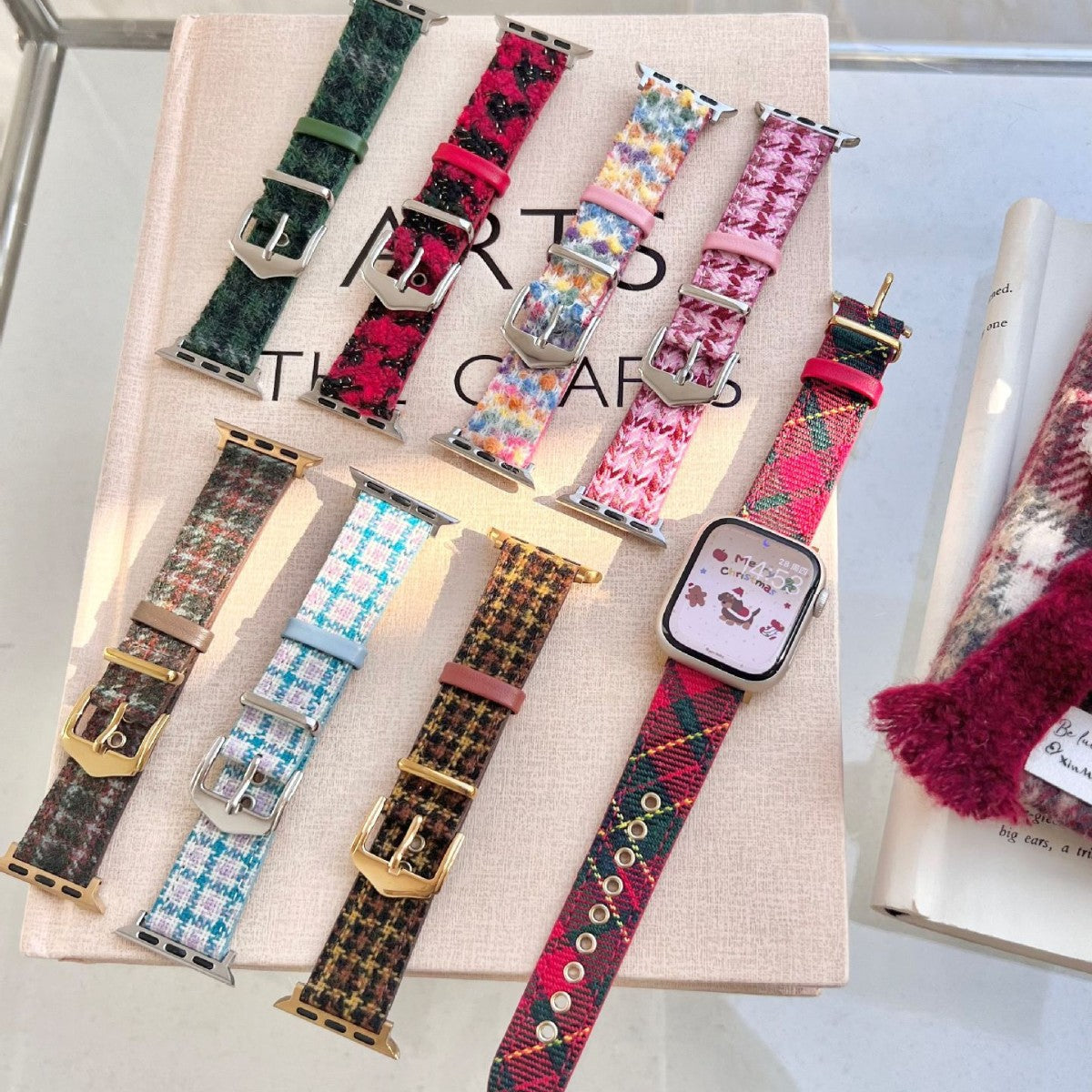 Bracelet de montre en laine et cuir pour Noël