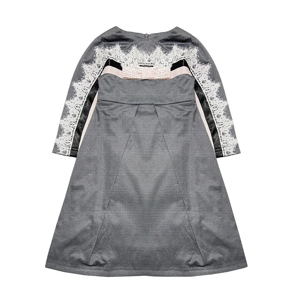 Robe de Dentelle Vieille Filles A-Line 3-4 Manches Élégante Robe de Princesse Casuale 3-9Y