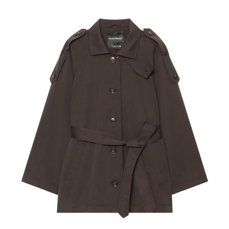 Élégant manteau de trench ceinturé en Twill