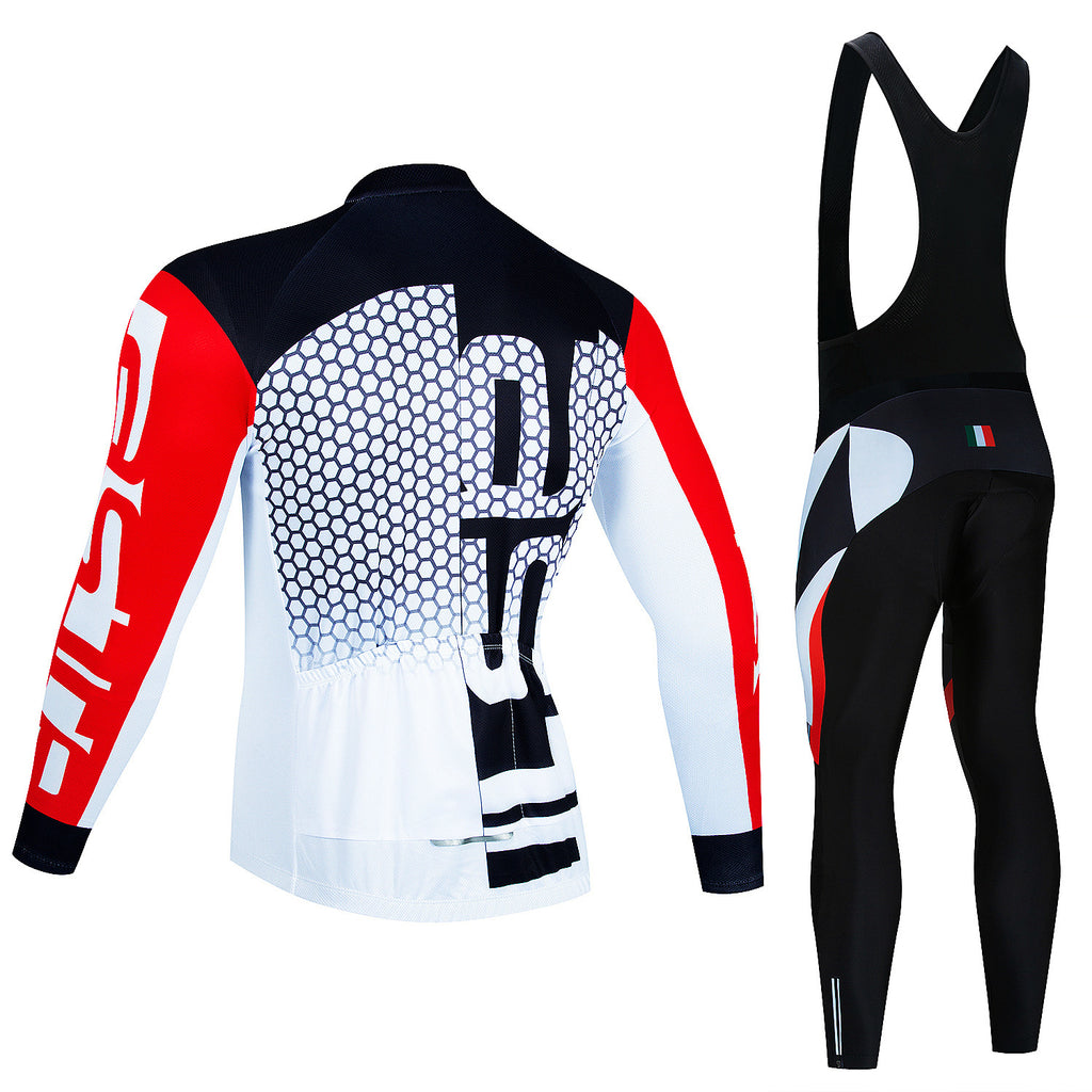 Haut de manches longues du Jersey d'équitation pour hommes et pantalons Wicking Suspender vélo respirant