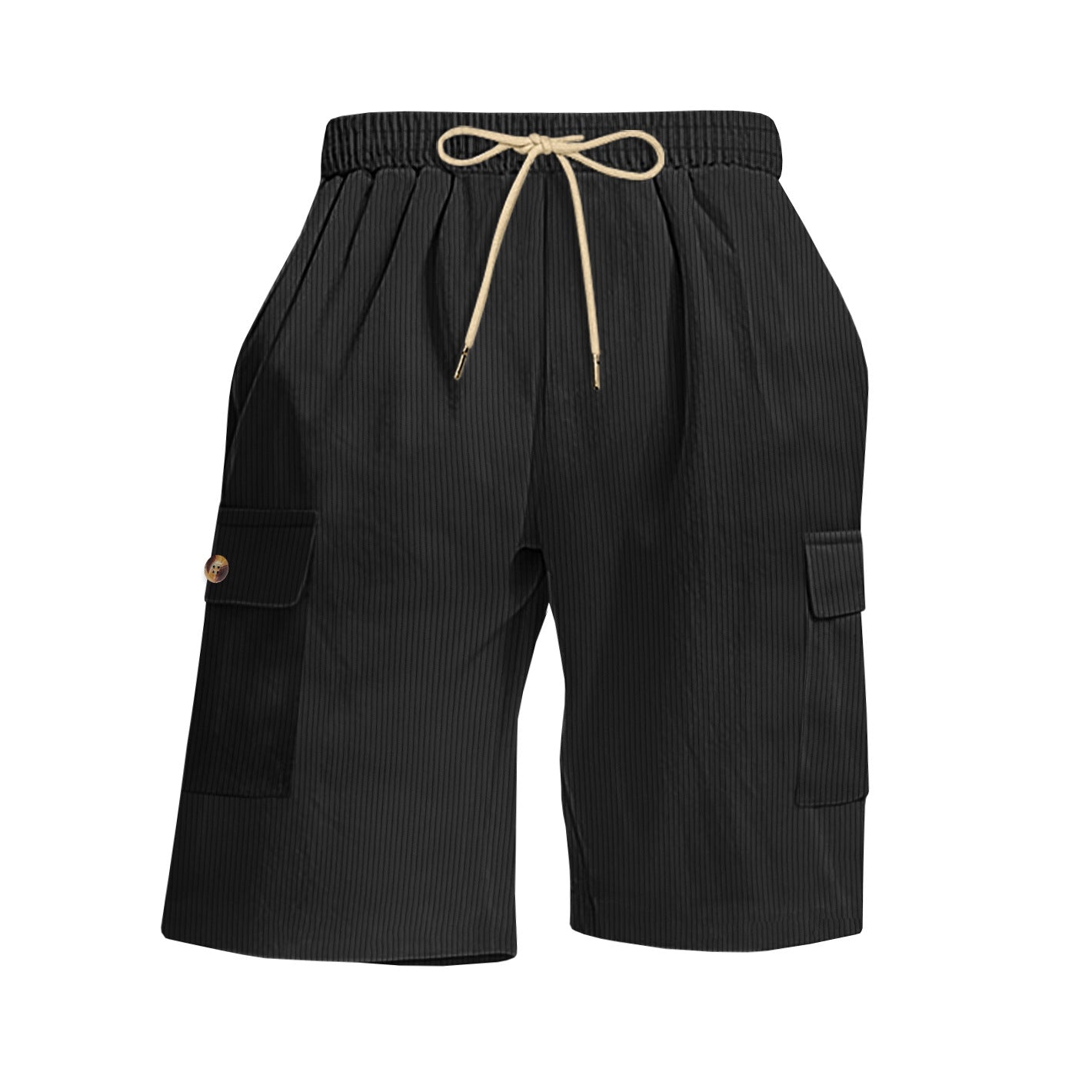 Été Corduroy Multi-Pocket Cinq points Short sport homme Dentelle-Up Casual Voiture de couleur solide
