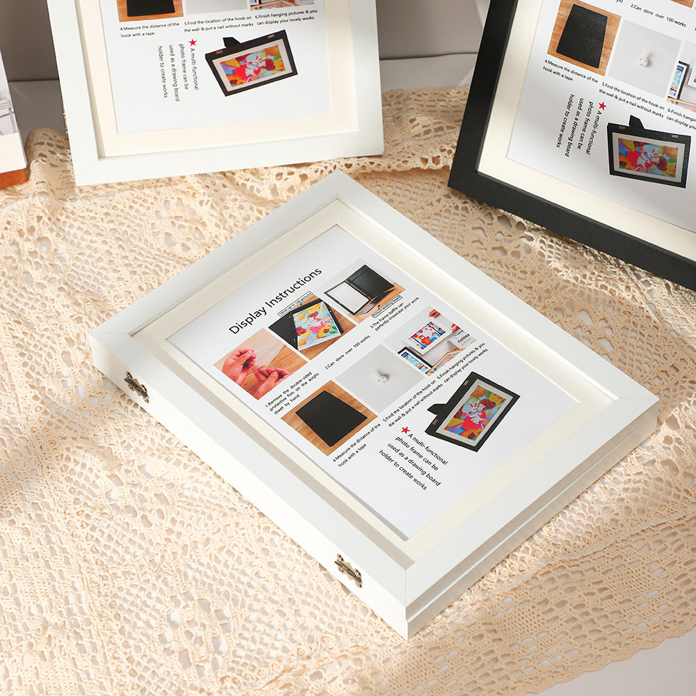 Enfants Art Frame magnétique Snap-Open peinture à l'huile Boîte de rangement Cadre photo