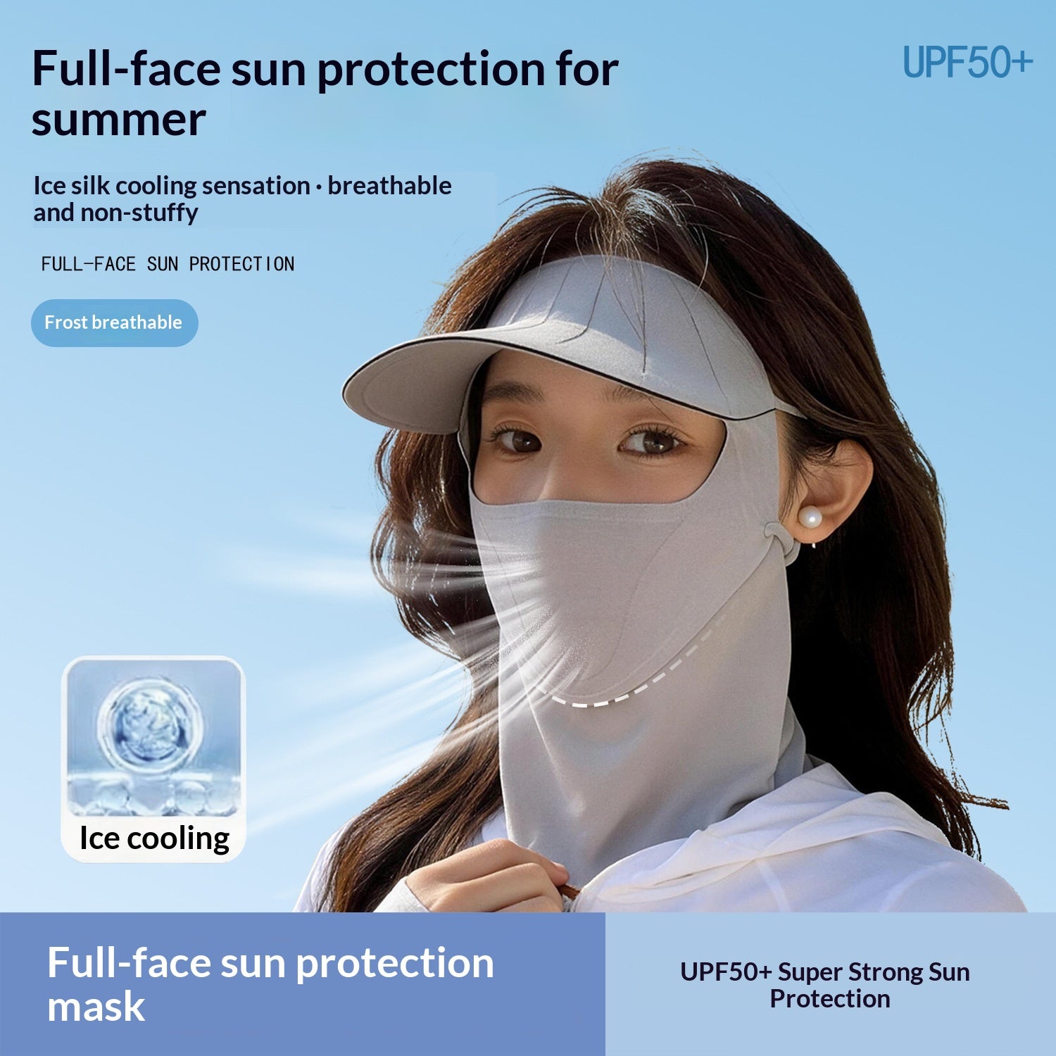 Masque visage protecteur du soleil pour femmes avec une casquette brumeuse
