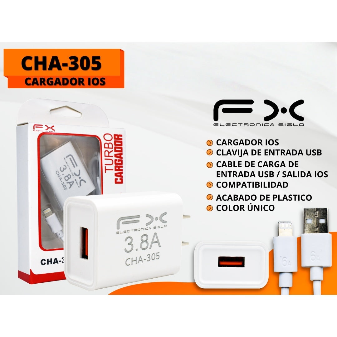 Chargeur Set Ios Interface 3.8a Incluant le câble de données USB auto-pickup seulement