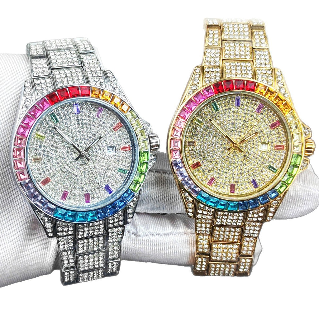 Hip-hop Full-diamond Watch Hommes diamants incrusted Wristwatch Hip-hop