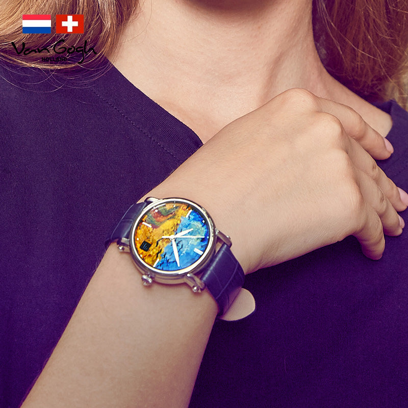 Van Gogh Wheatfield avec Crows Series Montre Quartz pour Femme